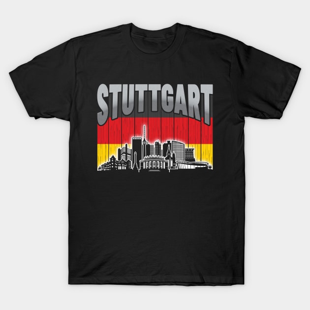 Stuttgart Germany Skyline Vintage German Flag T-Shirt by travel2xplanet